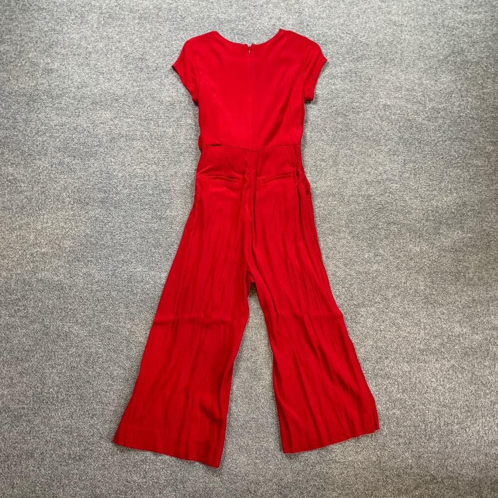Maeve Jumpsuit Womens 4 Cardinal Grier Twist Tie Waist Cap Sleeve Wide Leg Crop - Picture 11 of 14